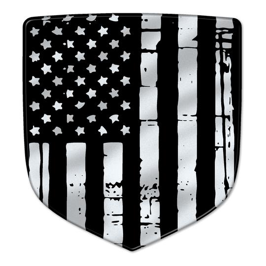 3D Grayscale Distressed Flag Steering Wheel Badge 05-10 Dodge - Click Image to Close